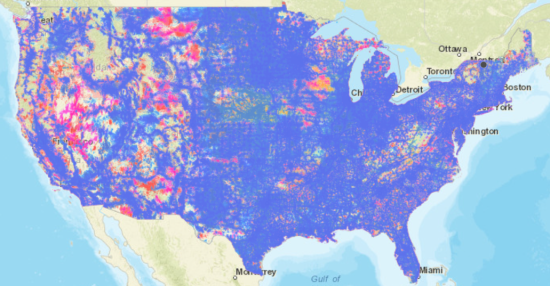 Map showing incomplete 4G coverage of the contiguous U.S. (as of May 15, 2021). Source: FCC